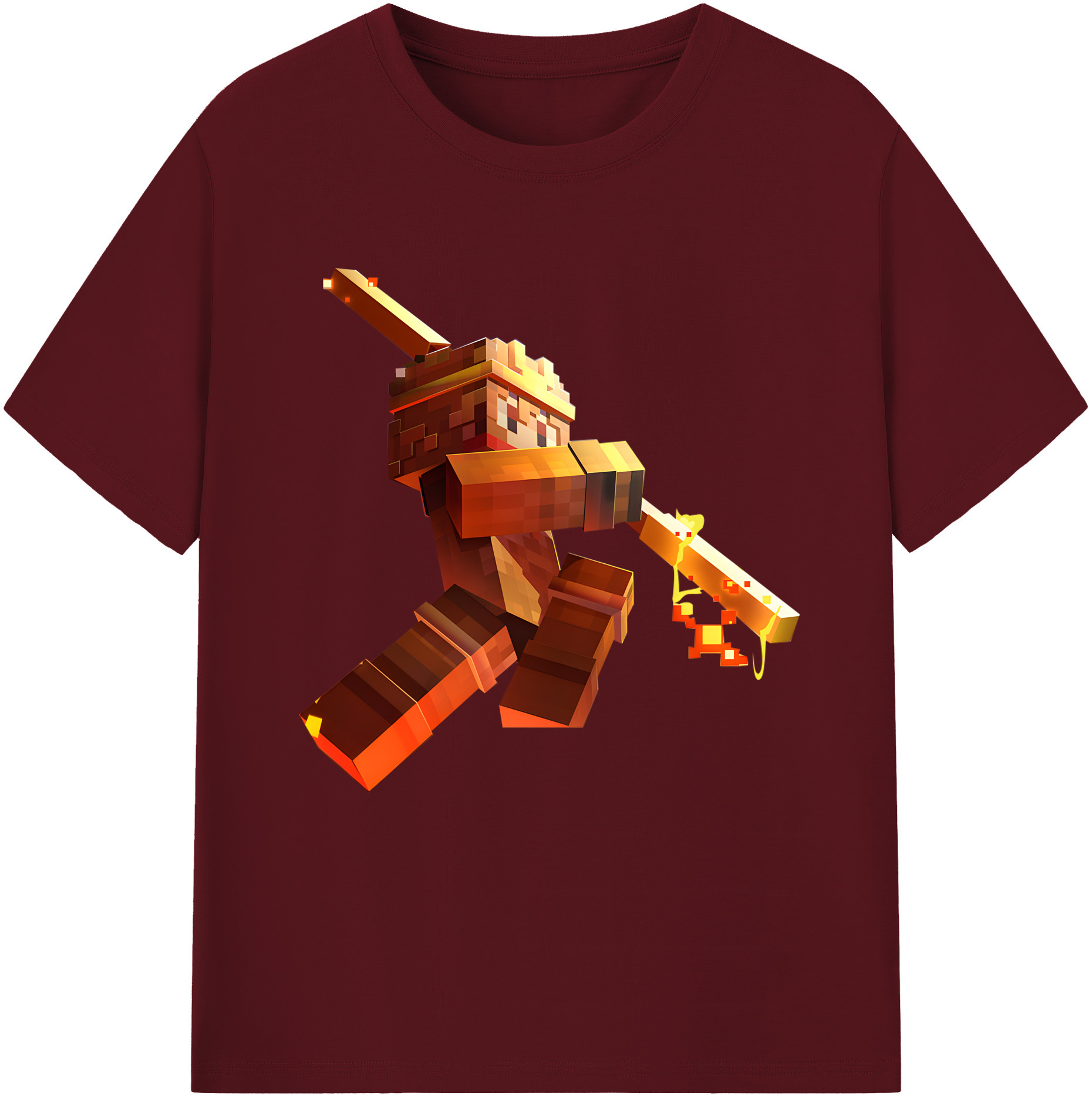 （画像用） マインクラフト ブロックの世界 Minecraft MC Block world 綿100％半袖Tシャツ（フロントプリント）